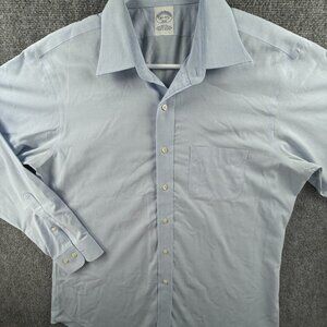 Brooks Brothers Non Iron Button Up Cotton Stretch Light Blue Slim 16.5 34/35